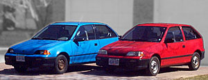 1992 Suzuki Swift (red) and 1993 Geo Metro