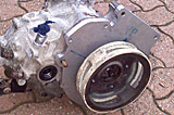 adapter plate on transaxle, with motor end cap attached